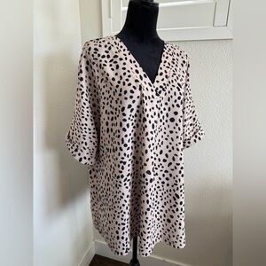 Women's Pink and Black Polka Dot Blouse